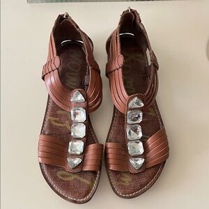 Sam Edelman Tan Sandals with Crystal Accents